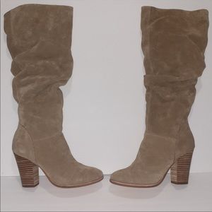 Steve Madden Knee High Suede Stack Heel Boots